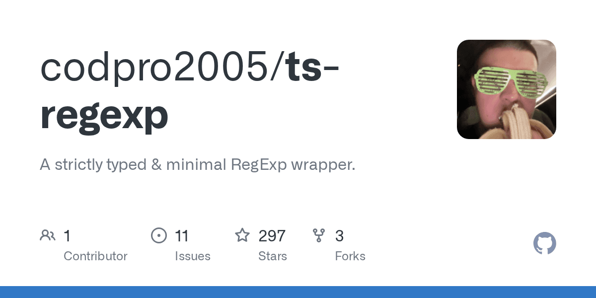 GitHub - codpro2005/ts-regexp: A strictly typed & minimal RegExp wrapper.